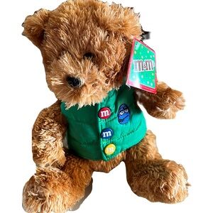 M&M'S Candy Collectable Vintage Teddy Bear features Green Vest with M&M Trim